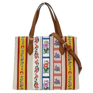 トリーバーチ(Tory Burch)のトリーバーチ Tory Burch バッグ レディース ブランド ハンドバッグ ショルダーバッグ 2way キャンバス ウォーカー フローラル サッチェル ベージュ ブラウン フラワー 花 コンパクト おしゃれ かわいい 斜め掛け 【中古】(ハンドバッグ)