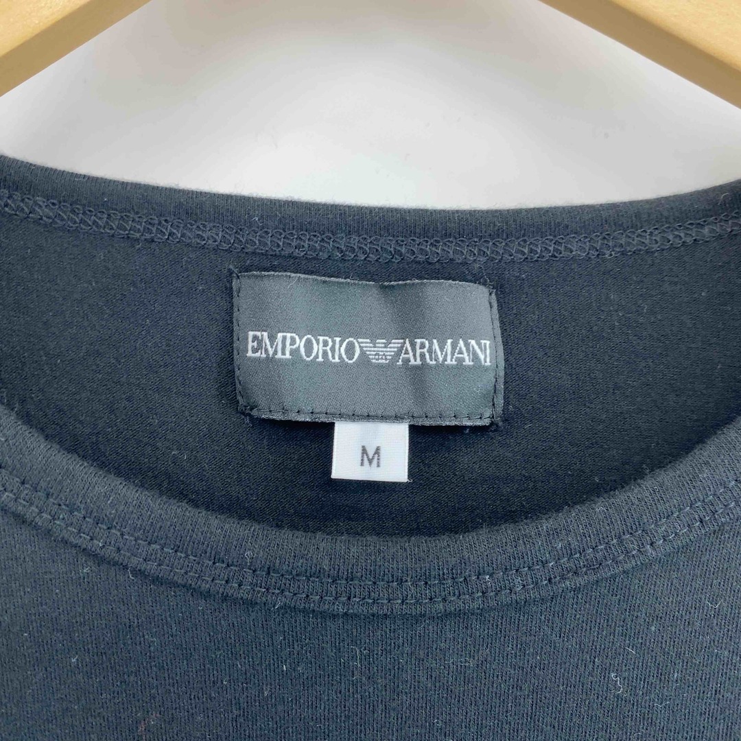 Emporio Armani(エンポリオアルマーニ)のEMPORIO ARMANI エンポリオアルマーニ メンズ Tシャツ長袖 スワロフスキー刺繡 ブラック メンズのトップス(Tシャツ/カットソー(七分/長袖))の商品写真