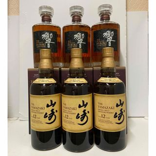 サントリー(サントリー)のサントリー響21年箱入り700ml.3本　山崎12年700ml.3本(ウイスキー)