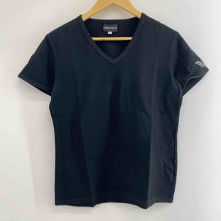 EMPORIO ARMANI エンポリオアルマーニ メンズ Tシャツ（半袖）黒 ラインストーン Vネック(Tシャツ/カットソー(半袖/袖なし))