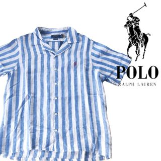 ポロラルフローレン(POLO RALPH LAUREN)の【新品タグ付き】ポロラルフローレン　リネン　ストライプシャツ　オープンカラー(シャツ)