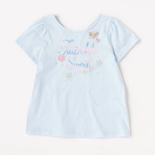 メゾピアノ(mezzo piano)の130　メゾピアノ❀シェル＆リボン ロゴＴシャツ　カットソー　水色(Tシャツ/カットソー)