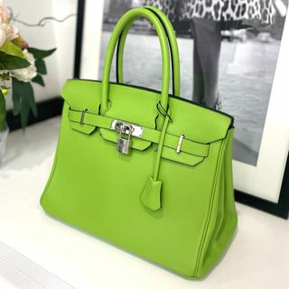 エルメス(Hermes)のHERMES エルメス バーキン30 エバーカーフ アップルグリーン(ハンドバッグ)