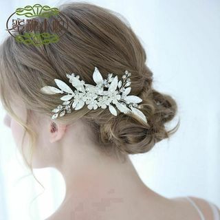 ヘッドドレス シルバー リーフ 花 ウェディング ヘアアクセサリー ブライダルg(ウェディングドレス)