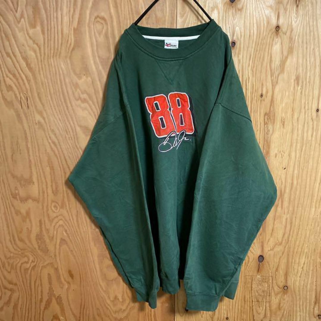 グリーン 2XL メンズ トレーナー USA古着 90s 長袖 スウェット ロゴ メンズのトップス(スウェット)の商品写真