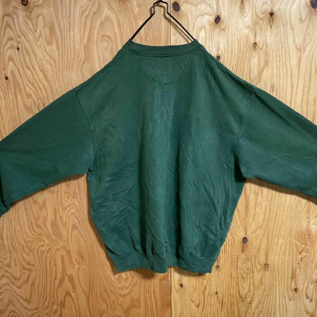 グリーン 2XL メンズ トレーナー USA古着 90s 長袖 スウェット ロゴ メンズのトップス(スウェット)の商品写真