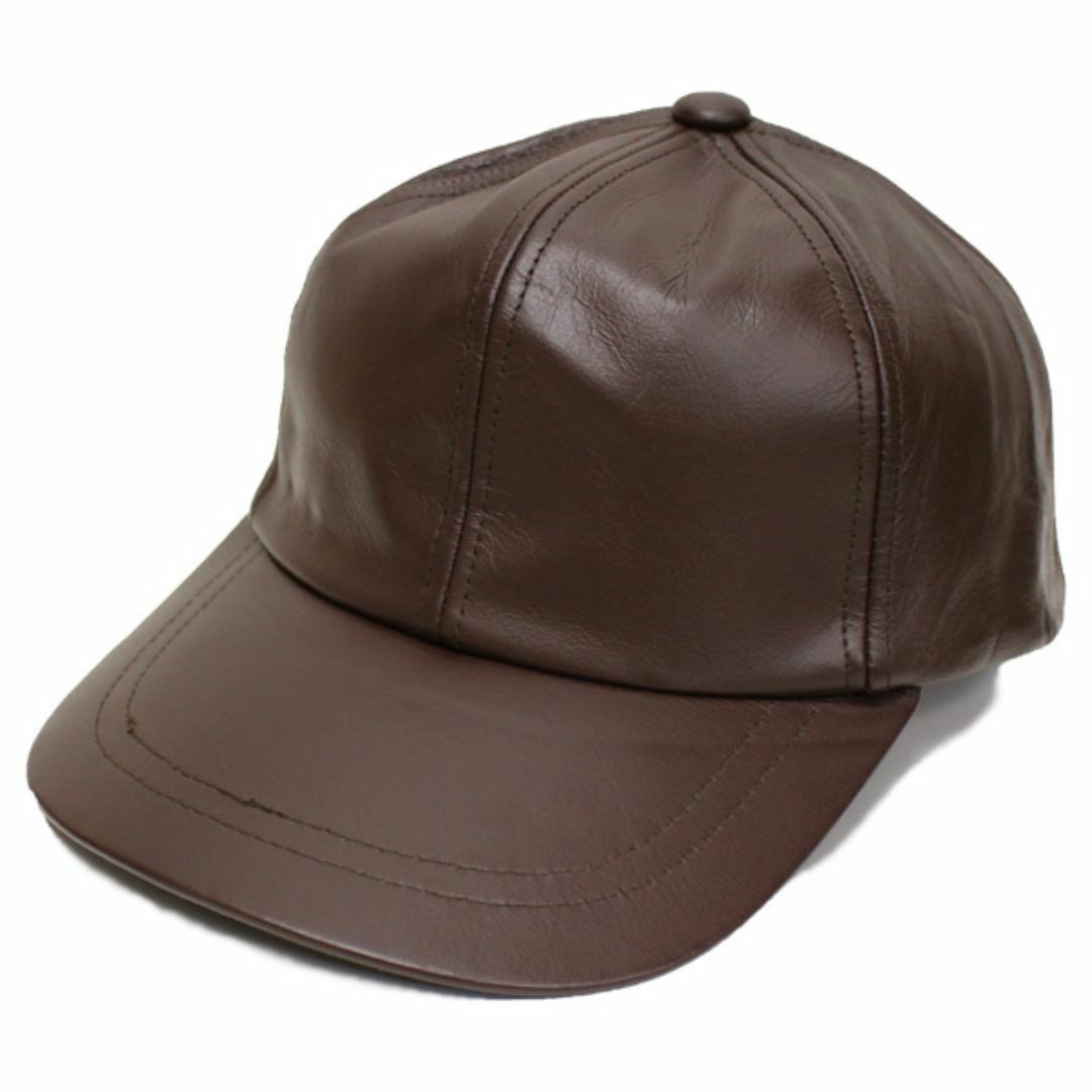 帽子 アウトレット メンズ レディース 革 レザー キャップ ブラウン メンズの帽子(キャップ)の商品写真