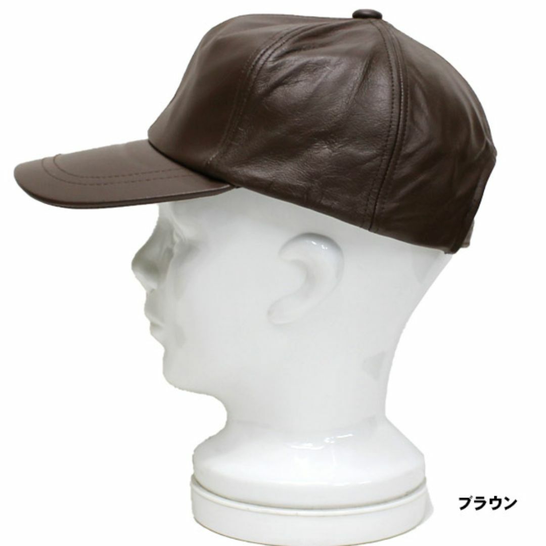 帽子 アウトレット メンズ レディース 革 レザー キャップ ブラウン メンズの帽子(キャップ)の商品写真