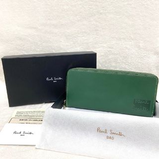 ポールスミス(Paul Smith)の未使用　ポールスミス　ステッチハイライト　ラウンドジップ　長財布　グリーン　ロゴ(長財布)