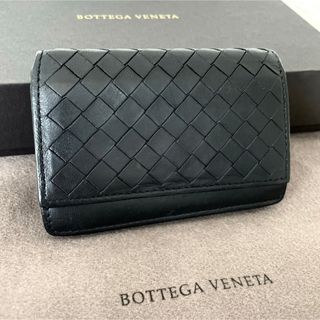 ボッテガヴェネタ(Bottega Veneta)の美品☆ボッテガヴェネタ イントレチャート カードケース 名刺入れ ブラック 黒(名刺入れ/定期入れ)