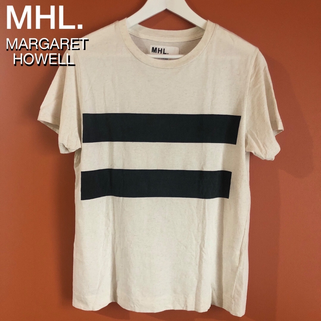 MARGARET HOWELL(マーガレットハウエル)のMHL. マーガレットハウエル ブロックプリント コットンリネン Tシャツ M メンズのトップス(Tシャツ/カットソー(半袖/袖なし))の商品写真