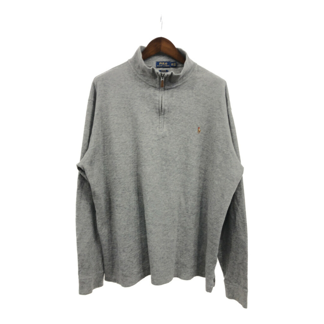 POLO RALPH LAUREN(ポロラルフローレン)のPolo by Ralph Lauren ポロ ラルフローレン ハーフジップ ドライバーズニット セーター グレー (メンズ XL) 中古 古着 Q3283 メンズのトップス(スウェット)の商品写真