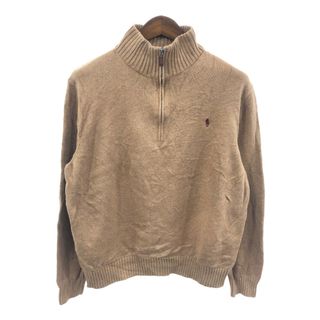 ポロラルフローレン(POLO RALPH LAUREN)のPolo by Ralph Lauren ポロ ラルフローレン ハーフジップ ドライバーズニット セーター ベージュ (メンズ XL) 中古 古着 Q3277(ニット/セーター)