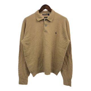 ポロラルフローレン(POLO RALPH LAUREN)の90年代 Polo by Ralph Lauren ポロ ラルフローレン ニットポロシャツ セーター ブラウン (メンズ L) 中古 古着 Q3294(ニット/セーター)