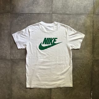 ナイキ(NIKE)の80s NIKE ナイキ tシャツ USA製 ホワイト 紺タグ バックプリント(Tシャツ/カットソー(半袖/袖なし))