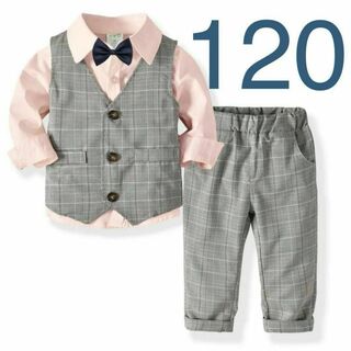 4点 セット☆子供服 フォーマル スーツ 120 ピンク 男の子 キッズ c(ドレス/フォーマル)