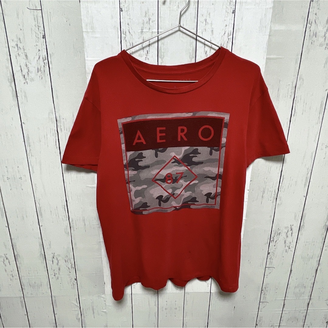 AEROPOSTALE(エアロポステール)のAEROPOSTALE　シングルステッチ　Tシャツ　S　レッド　プリント　古着 メンズのトップス(Tシャツ/カットソー(半袖/袖なし))の商品写真