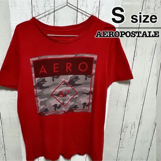 AEROPOSTALE - AEROPOSTALE　シングルステッチ　Tシャツ　S　レッド　プリント　古着