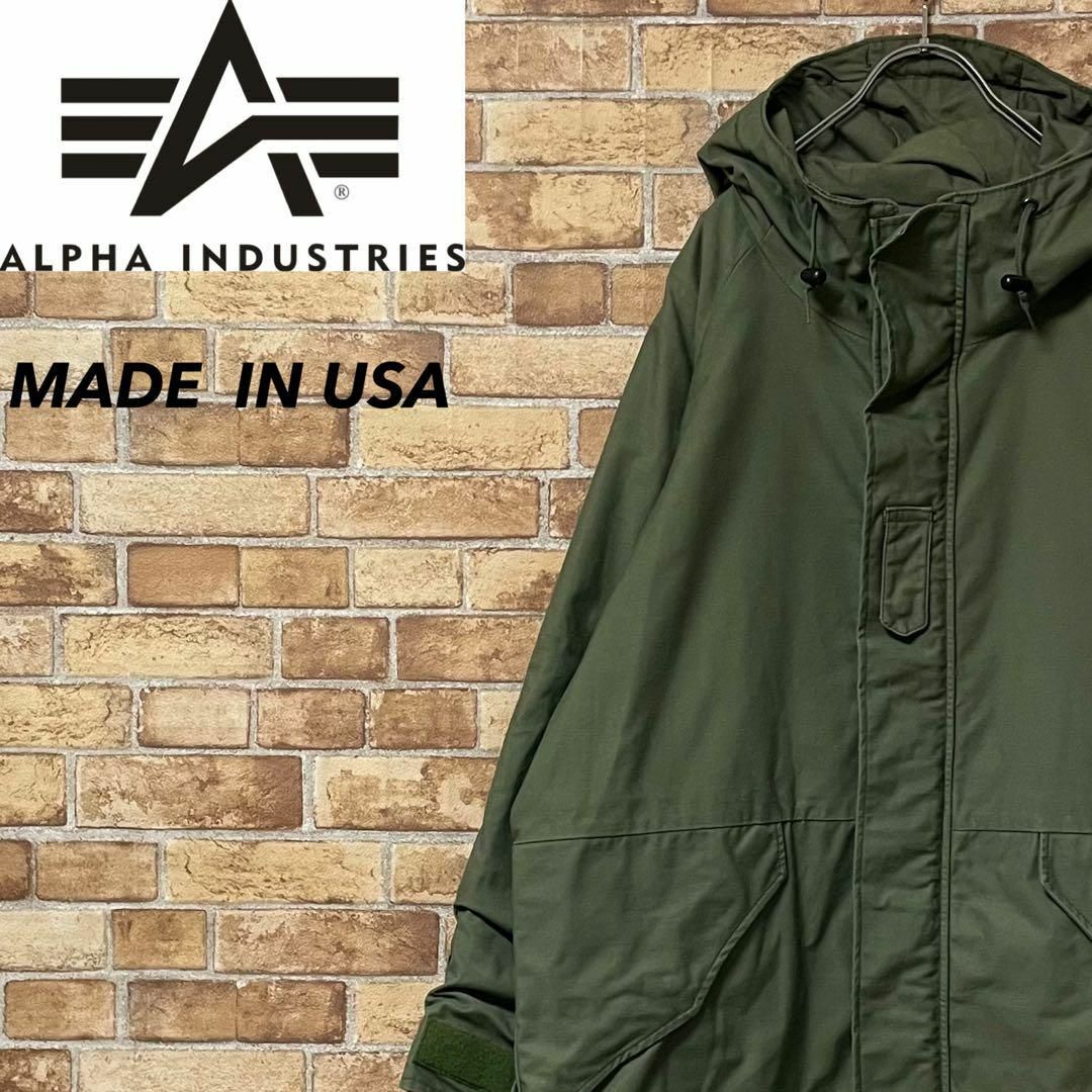 ALPHA INDUSTRIES(アルファインダストリーズ)のアルファインダストリーズ　USA製　ミリタリージャケット　パーカー　カーキ　L メンズのジャケット/アウター(ミリタリージャケット)の商品写真