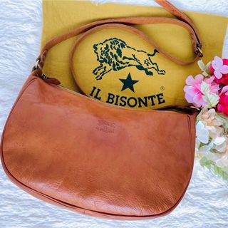 IL BISONTE - ILBISONTE イルビゾンテ ショルダーバッグ ハーフムーン ブラウン ロゴ