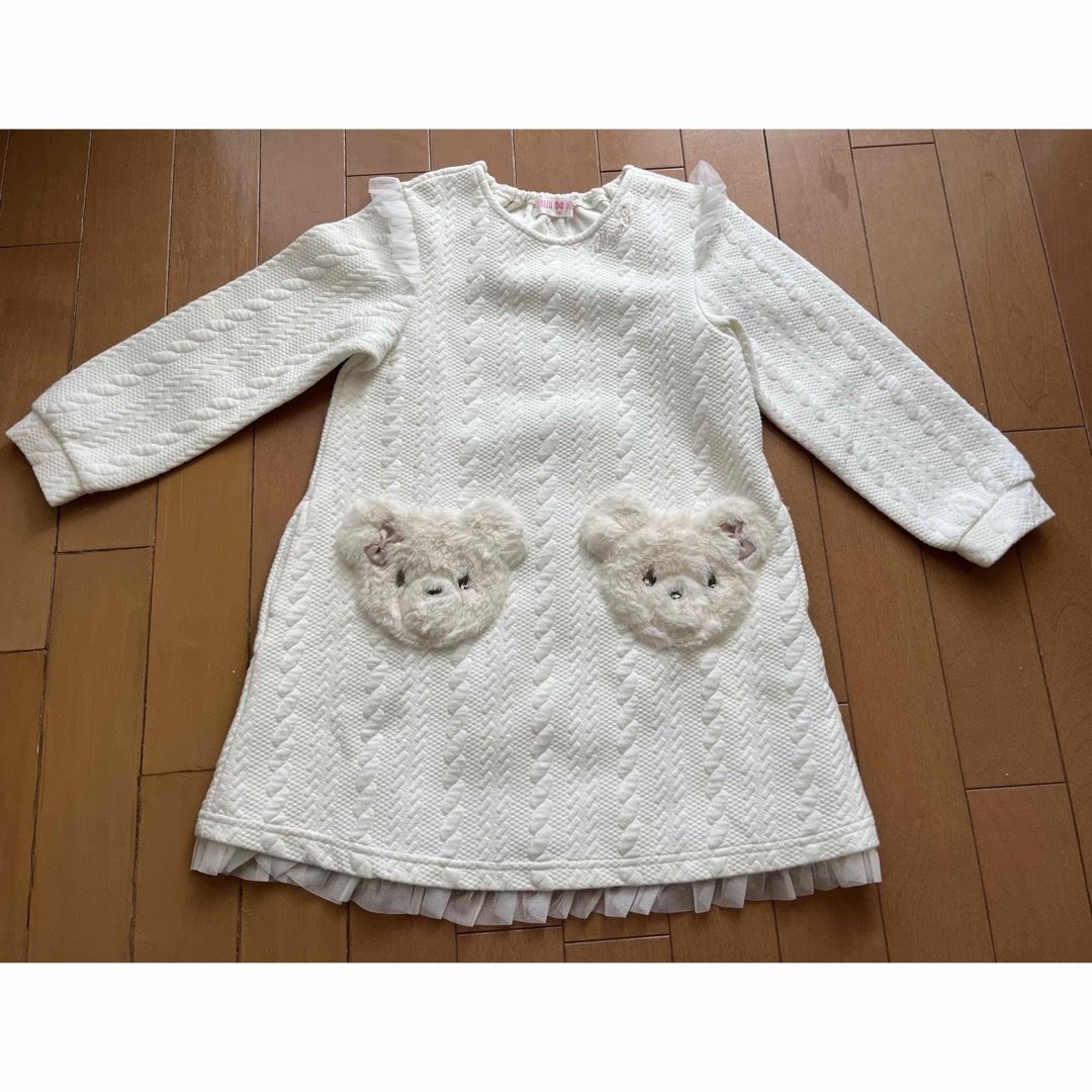 mezzo piano(メゾピアノ)の専用 美品 メゾピアノ ワンピース 110 ベア 白 キッズ/ベビー/マタニティのキッズ服女の子用(90cm~)(ワンピース)の商品写真