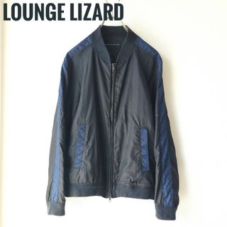 ラウンジリザード(LOUNGE LIZARD)のラウンジリザード　ジップアップブルゾン　サイズ2　黒×青　ナイロンジャケット(ナイロンジャケット)