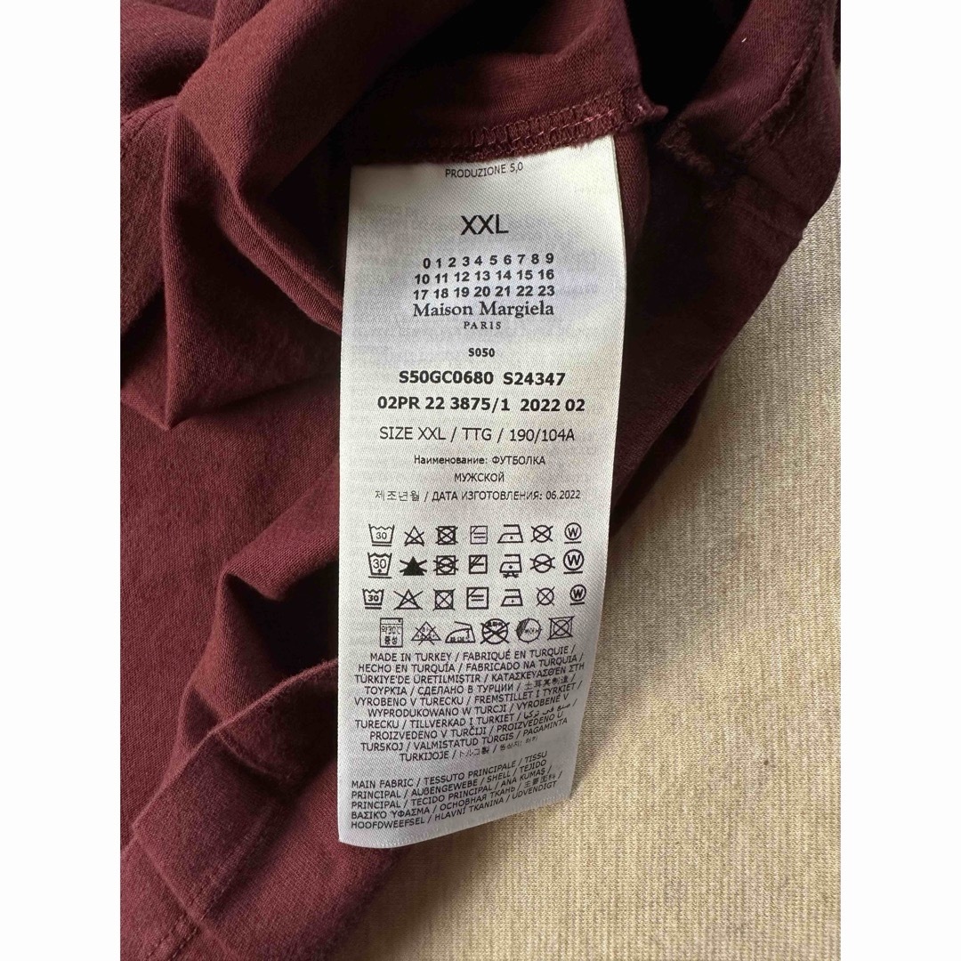 Maison Martin Margiela(マルタンマルジェラ)のXXL新品 メゾン マルジェラ オーガニック コットン Tシャツ バーガンディ メンズのトップス(Tシャツ/カットソー(半袖/袖なし))の商品写真