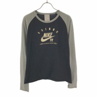 ナイキ 長袖 Tシャツ L ブラック×グレー NIKE レディース 古着 【240415】 メール便可