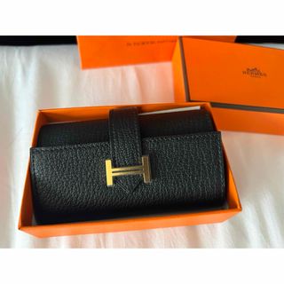 エルメス(Hermes)のエルメスHermes べアン4連キーケース ノワール　ゴールド金具(キーケース)