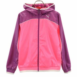 プーマ(PUMA)のプーマ トレーニング 長袖 ジップパーカー M ピンク系 PUMA 裏メッシュ レディース 古着 【240415】(トレーニング用品)