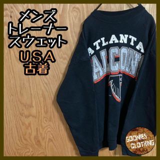 チームロゴ アトランタ ブラック トレーナー USA古着 90s 黒 スウェット(スウェット)