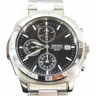 セイコー(SEIKO)のセイコー SEIKO 黒文字盤 アナログ クォーツ式 腕時計 ウォッチ シルバー(腕時計(アナログ))