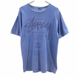 ステューシー(STUSSY)のステューシー プリント 半袖 Tシャツ M ブルー STUSSY メンズ 古着 【240415】 メール便可(Tシャツ/カットソー(半袖/袖なし))