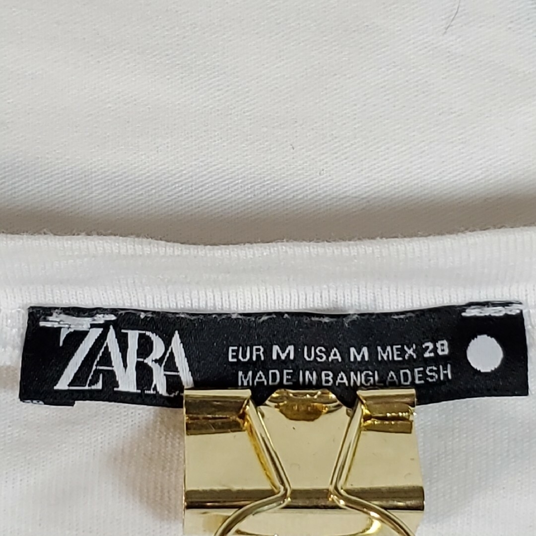 ZARA(ザラ)のZARA ザラ レディース レース フリル カットソー Tシャツ 白 M レディースのトップス(カットソー(半袖/袖なし))の商品写真