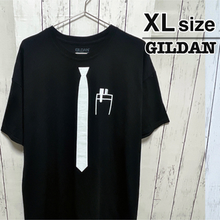 GILDAN - USA古着　GILDAN　Tシャツ　XL　ブラック　ネクタイ　ユニーク　おもしろ
