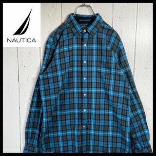 ノーティカ(NAUTICA)のノーティカ NAUTICA 長袖 コットン チェック柄 シャツ 古着 M(Tシャツ/カットソー(七分/長袖))