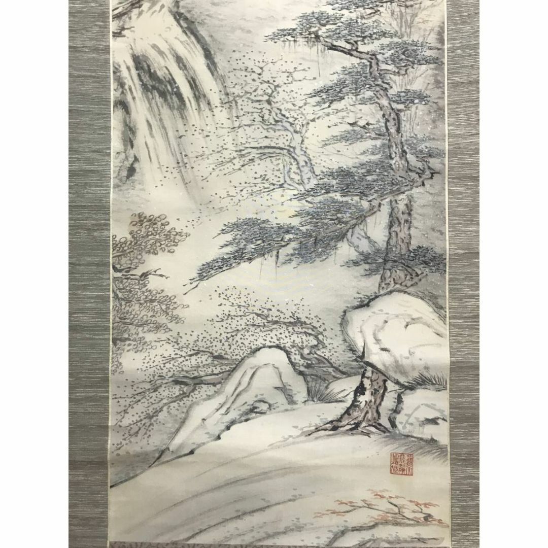 真作】喜井黄羊/雪景山水図/山水図/掛軸☆宝船☆AD-146の通販 by 真作】喜井黄羊/雪景山水図/山水図/掛軸☆宝船☆AD-146の通販 by