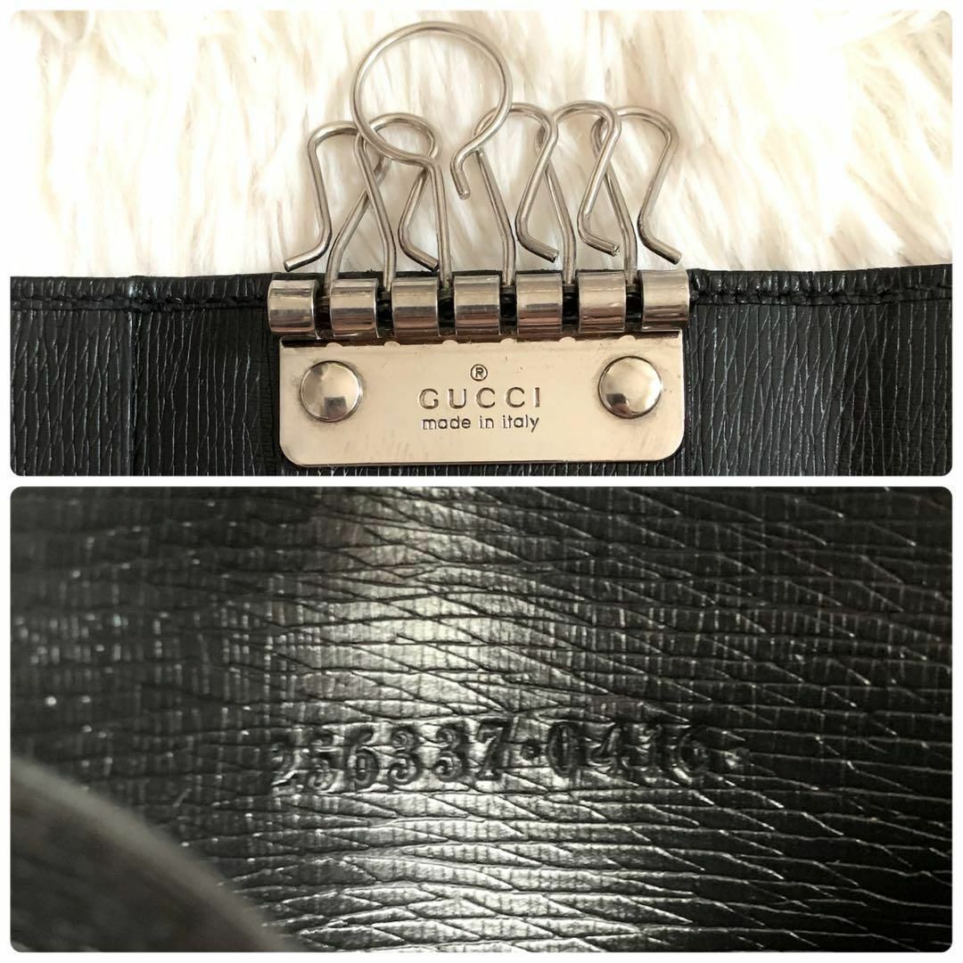 極美品✨GUCCI キーケース インターロッキング GG ロゴ レザー 6連 黒 極美品✨GUCCI キーケース インターロッキング GG ロゴ レザー 6連 黒