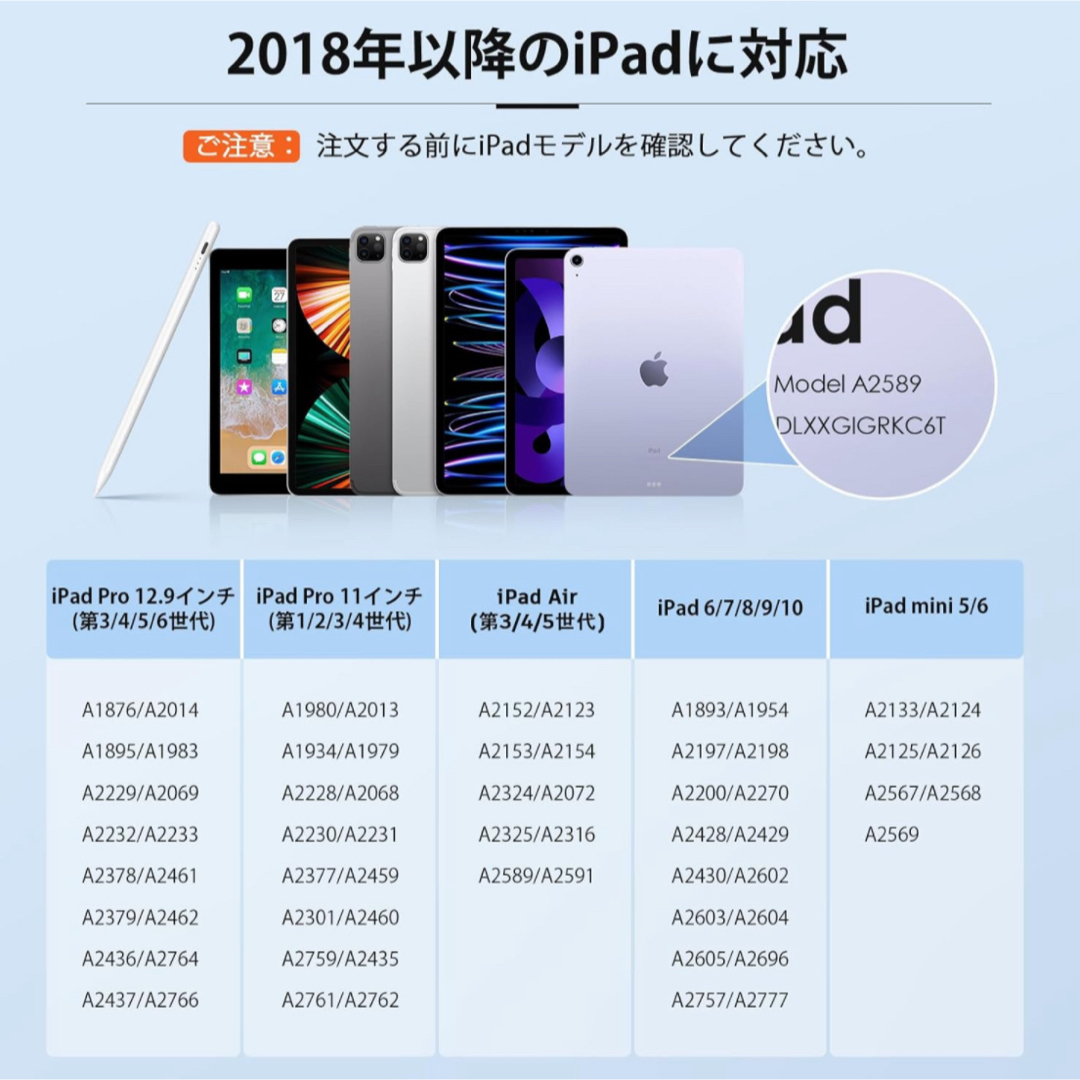 iPad(アイパッド)のMixoo iPadペンシル　タッチペン スマホ/家電/カメラのPC/タブレット(タブレット)の商品写真