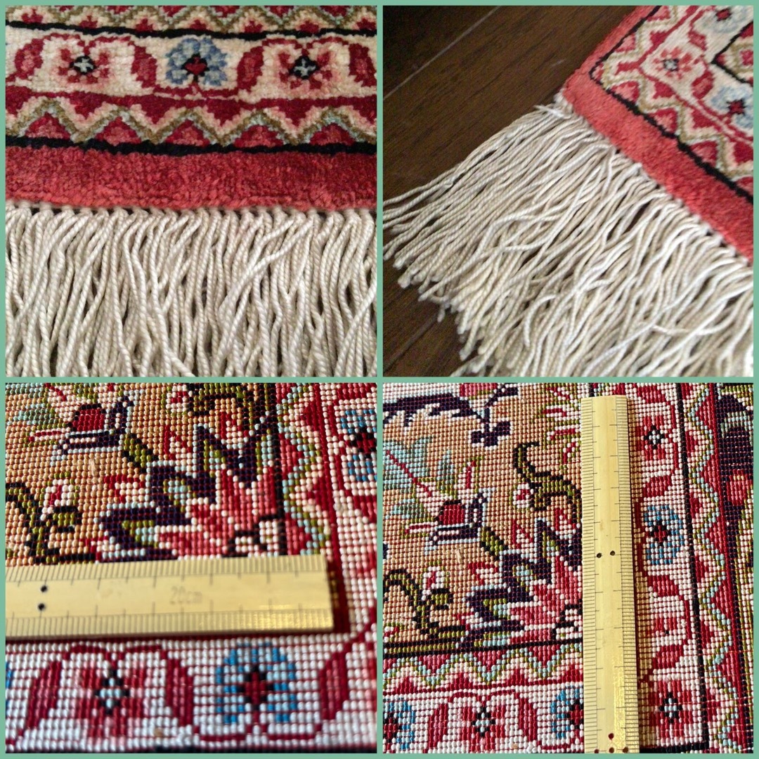 ペルシャ絨毯　　イラン産　　100%シルク絨毯、　リビングサイズ インテリア/住まい/日用品のラグ/カーペット/マット(ラグ)の商品写真