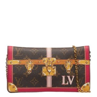 LOUIS VUITTON - 美品 ルイ ヴィトン モノグラム サマートランク ポシェット ウィークエンド 長財布 斜め掛け チェーンウォレット M62456 PVC レディース LOUIS VUITTON 【1-0146873】