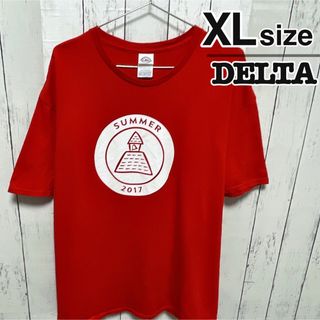 デルタ(DELTA)のDELTA　Tシャツ　XL　レッド　プリント　クルーネック　コットン　USA古着(Tシャツ/カットソー(半袖/袖なし))