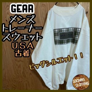 ギア ホワイト トレーナー USA古着 90s 長袖 スウェット パラダイス(スウェット)