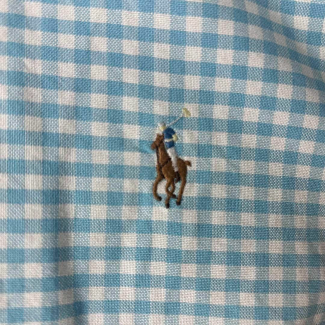 Ralph Lauren(ラルフローレン)のラルフローレン 刺繍ロゴ 半袖 BDシャツ ギムガムチェック 青白 XXXL メンズのトップス(シャツ)の商品写真