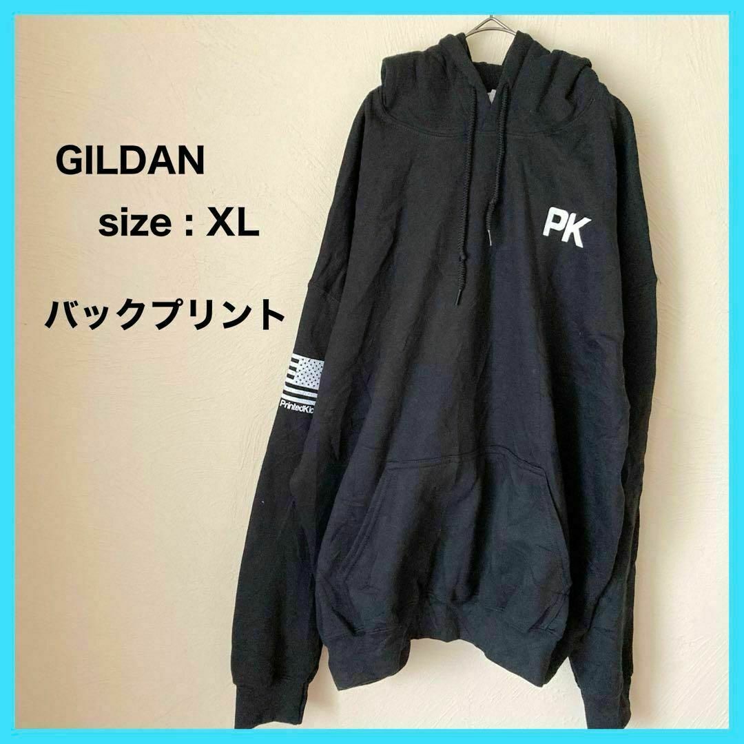 GILDAN(ギルタン)のGILDAN ギルダン スウェットパーカー パーカー バックプリント XL 黒 メンズのトップス(パーカー)の商品写真