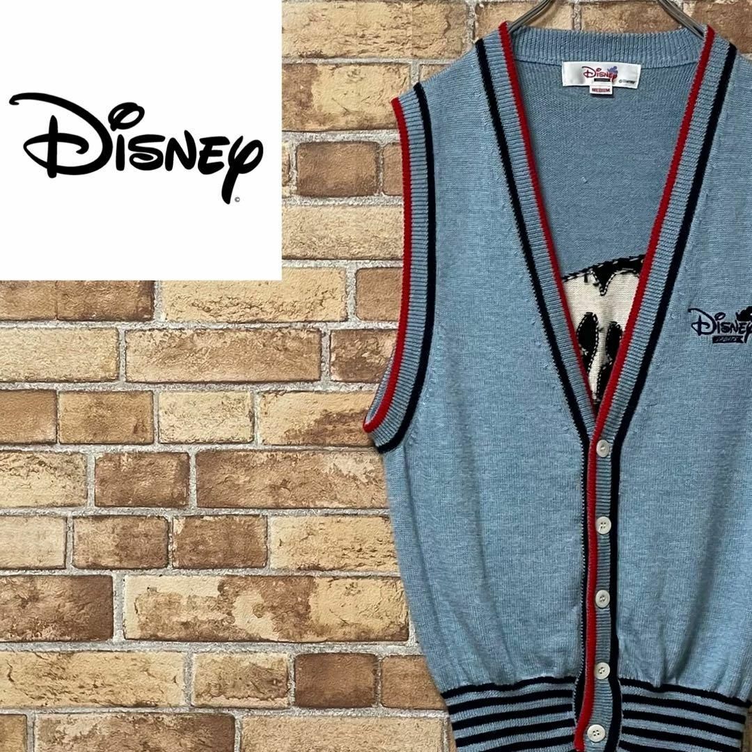 Disney(ディズニー)のディズニー　スポーツ　ヴィンテージ　ニットカーディガン　刺繍ロゴ　ミッキー　M メンズのトップス(ベスト)の商品写真