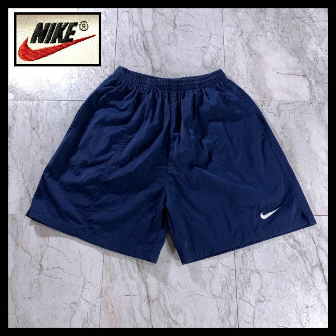 NIKE(ナイキ)の90s NIKE 銀タグ 水陸両用 バギーズロング ナイロン ショーツ ネイビー メンズのパンツ(ショートパンツ)の商品写真