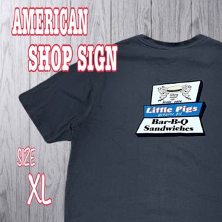 AMERICAN SHOP SIGN 半袖Tシャツ プリント グレー LLサイズ(Tシャツ/カットソー(半袖/袖なし))