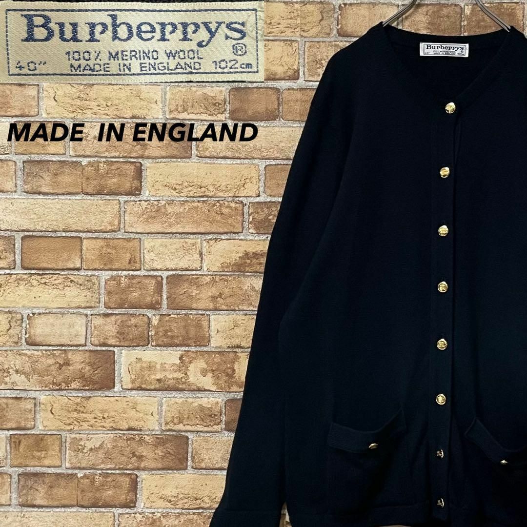 BURBERRY(バーバリー)のバーバリー　イングランド製　ニットカーディガン　セーター　ウール　古着女子 レディースのトップス(カーディガン)の商品写真