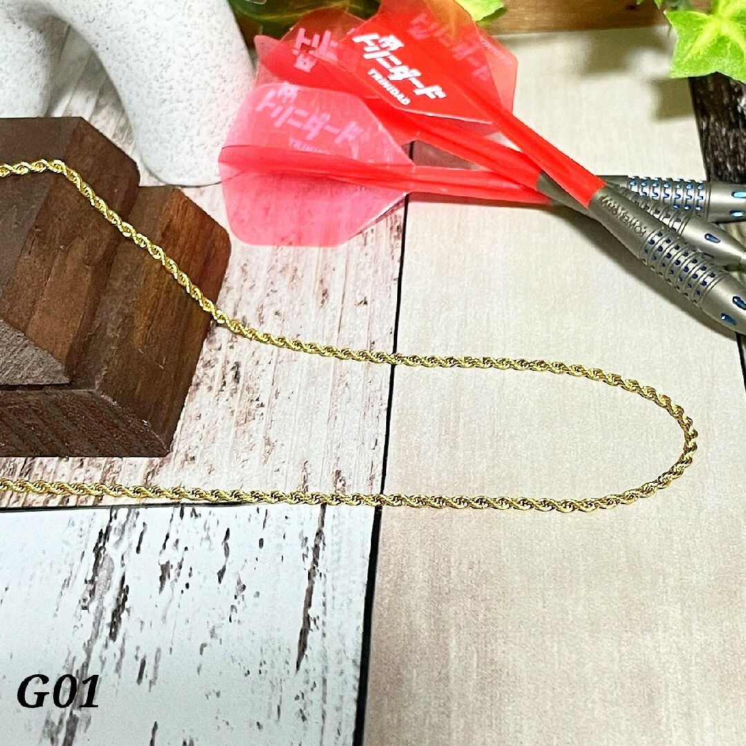 【G01】ゴールドフレンチ長さ50cm幅2mm　ステンレス ゴールドネックレス レディースのアクセサリー(ネックレス)の商品写真